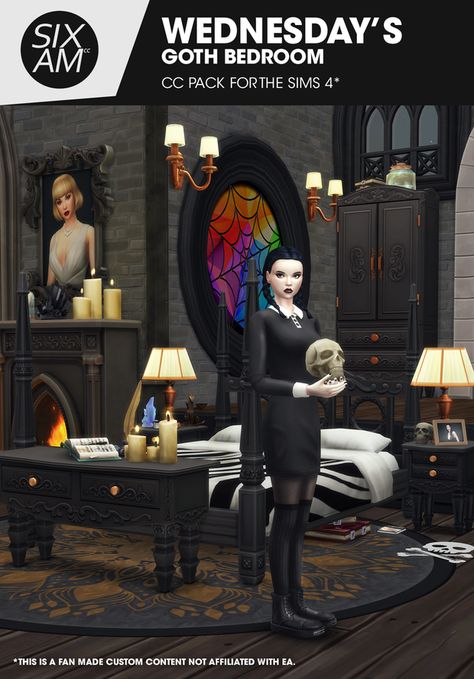 Sixam Cc, Sims 4 Vampire, Sims 4 Cc Goth, Mods Sims 4, Los Sims 4 Mods, Goth Bedroom, Sims 4 Bedroom, Sims 4 Mm Cc, Gothic Furniture