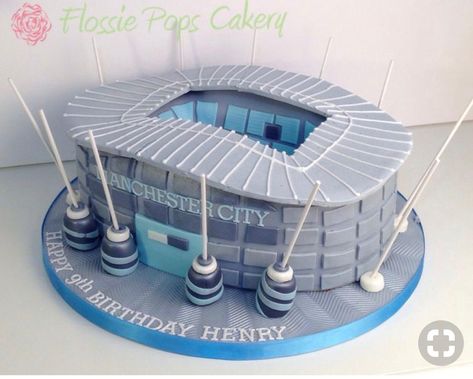 Stadium Cake, Manchester Stadium, City Of Manchester Stadium, Football Cakes, City Cake, Harry Birthday, Sport Cakes, Fun Cakes, Football Cake