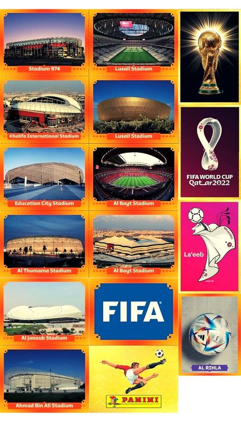 STADIUMS, LOGO, CUP, MASCOT, & BALL PANINI FIFA WORLD CUP QATAR 2022 Qatar Stadium World Cup 2022, Qatar World Cup 2022 Stadium, Fifa World Cup 2022 Qatar Stadium, Fifa World Cup 2022 Qatar Logo, World Cup 2022 Qatar, Qatar World Cup Stadiums, Qatar Stadium, Fifa World Cup 2022 Qatar, Mundial Qatar 2022