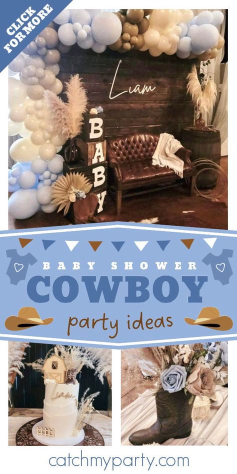 Western Chic Baby Shower Ideas, Boots Baby Shower Theme, Rustic Cowboy Baby Shower Ideas, Western Boy Baby Shower Ideas Cowboy Theme, Last Rodeo Baby Shower Ideas, Baby Boy Western Shower Ideas, Boy Western Baby Shower Ideas, Western Baby Shower Food Ideas, Western Baby Shower Decorations