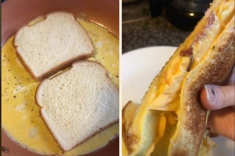 I Tried the TikTok Breakfast Sandwich Hack for the First Time. Here’s What Happened. Sandwich Tiktok, Tiktok Breakfast, Ham And Egg Sandwich, Busy Morning Breakfast, Sandwich Hacks, Grilled Ham, Breakfast Wraps, Homemade Bagels, Toast Sandwich