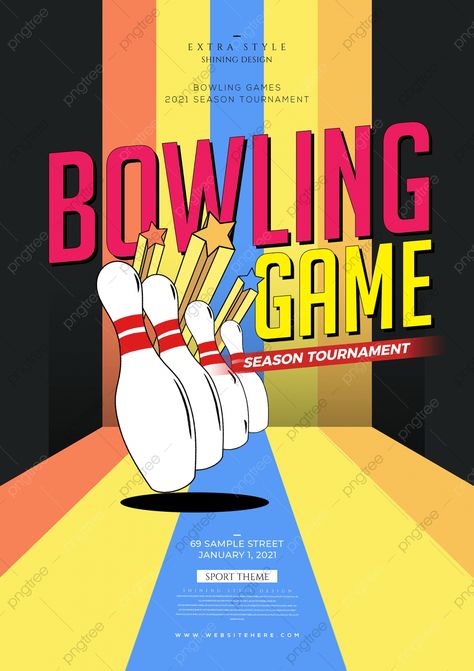 Bowling Games, Basketball Posters, Creative Colour, Poster Colour, Sport Poster, Fashion Color, Template Download, Vector Illustrations, Templates Downloads