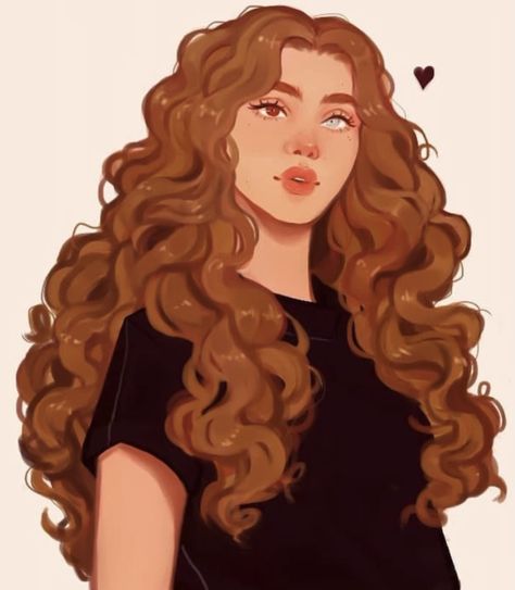 Happy Character Art, Curly Hair Rendering, College Student Character Design, Curly Hair Oc Drawing, Curly Hair Oc, Curly Hair Character, Curly Hair Drawing Reference, Wavy Hair Drawing, Curly Hair Art