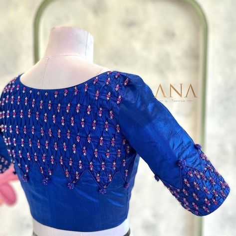 Pin Tucks Blouse Design, Cold Shoulder Blouse Designs, Hands Fashion, Blue Blouse Designs, Silk Saree Blouse Designs Patterns, Blouse Designs High Neck, Patchwork Blouse, Classic Blouse, Aari Blouse