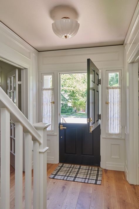 Dutch Colonial — Kelly Ferm Home Colonial House Trim Interior, Colonial Home Remodel, Cozy Colonial Home, Old Colonial Homes Interior, Center Hall Colonial Entryway, Colonial Hallway, Colonial Farmhouse Interior, Colonial Farmhouse Interior Design, Colonial Exterior Remodel