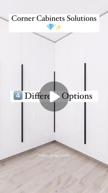 Tiffany design studio💎 on Instagram: "Tall corner cabinets 4️⃣ solutions 💎✨ which one you prefer?
•
•
•
#tiffanydesignstudio #cornercabinets #bedroominspiration" Corner Cupboards Bedroom, Bedroom Corner Cupboard Designs, Corner Cupboard Design, Corner Cupboard Bedroom, Wardrobe Corner Design, Corner Wardrobe Design, Corner Wardrobe Ideas, Corner Closet Ideas, Bedroom Cupboard Ideas