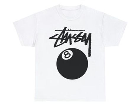 8 Ball Shirts, Stussy 8 Ball Tshirt, Stussy 8 Ball Shirt, 8 Ball Stussy, White T Shirt Design, 8 Ball Shirt, Stussy 8 Ball, 2023 Wishlist, Bday List