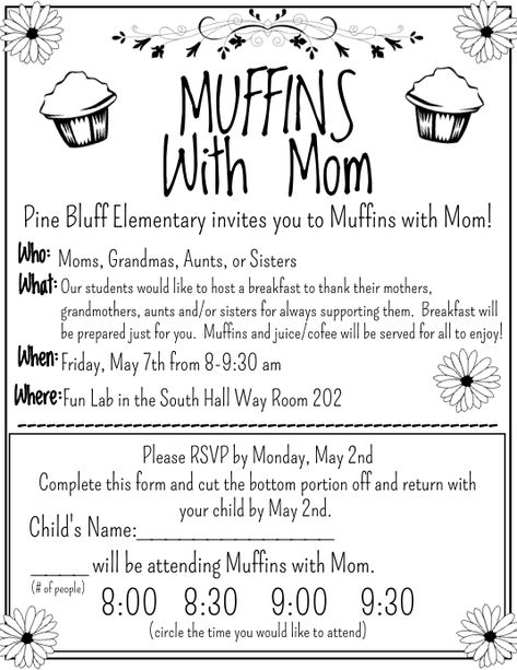 Mother’s Day School Event Ideas, Matcha Latte Recipe Starbucks, Muffins With Mom, Muffins For Mom, Bridal Show Booths, Tiger Sharks, Mothers Days, Church Marketing, School Forms