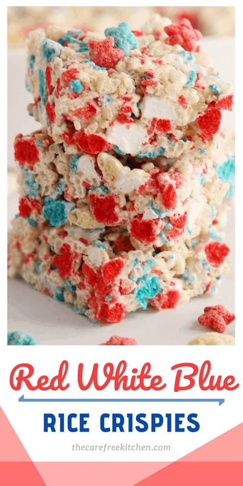 Best Rice Krispie Treats, Best Rice Krispie Treats Recipe, Best No Bake Cookies, Candy Fudge, Blue Rice, Best Rice, Krispie Treats Recipe, Patriotic Desserts, Rice Krispies Treats