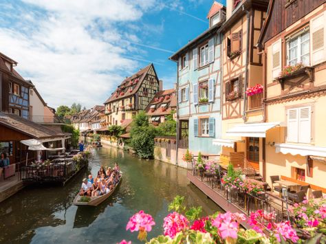 Instead of Venice, Italy, visit Colmar, France. Forget taking an overpriced gondola ride in Venice and visit one of the Most Romantic Cities in Europe, Colmar. This French town is only a hop, skip, and a jump away from the border of Germany, and looks like something straight out of a Hans Christian Andersen fairytale. Stroll down the cobblestone streets that are lined with colorful, half-timbered houses, or take a romantic boat tour down "Petite Venise" (little Venice), the town's winding river. Visit York, Crystal Cove State Park, River Town, Colmar France, Los Angeles Beaches, Rome Antique, Visit France, Cities In Europe, Paris City