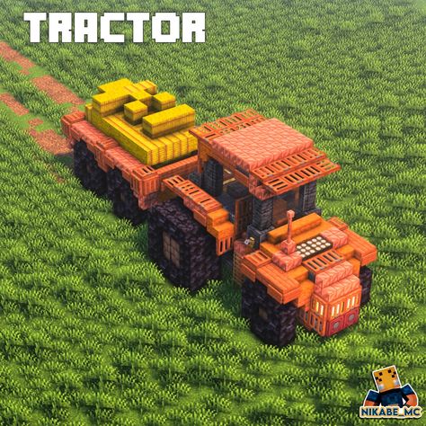 Minecraft Tractor, Minecraft Steampunk, Tractor Design, Minecraft Structures, Minecraft Farm, Minecraft House Tutorials, Cool Minecraft Creations, Minecraft Room, Cute Minecraft Houses