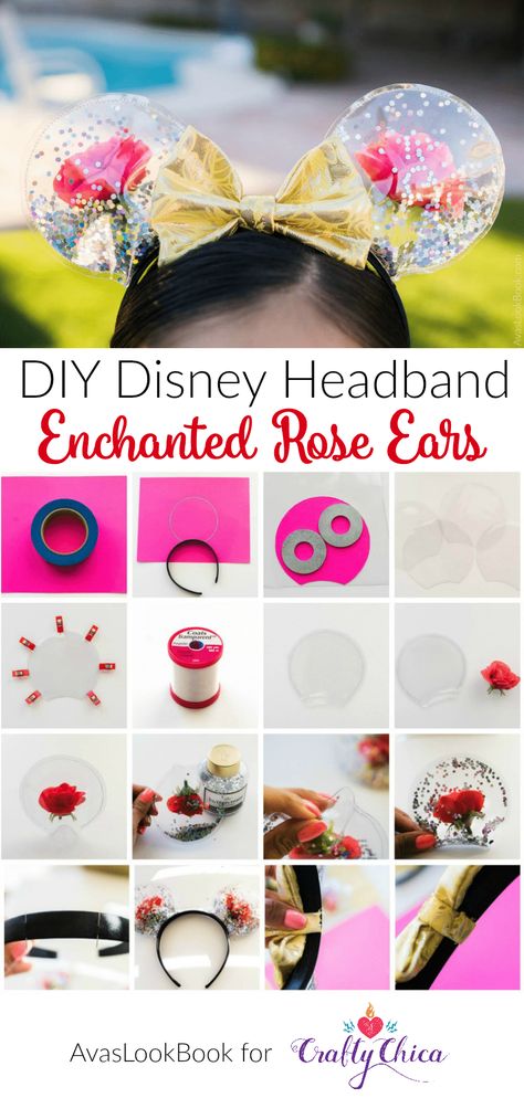 Beauty And The Beast Diy, Disney Headband, Rose Diy, Diy Disney Ears, Beast Disney, Disney Diy Crafts, Diy Mickey Ears, Disney Mouse Ears, Disney Cute