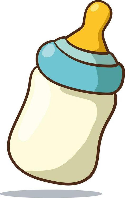 Baby milk bottle. Nutrition in the plastic container for a newborn. White drink, dairy product. Isolated vector illustration in cartoon style Cute Milk Bottle, Milk Bottle Drawing, Milk Bottle Illustration, Milk Drawing, Milk Cartoon, School Stickers Labels, Bus Cake, Bottle Of Milk, Baby Milk Bottle