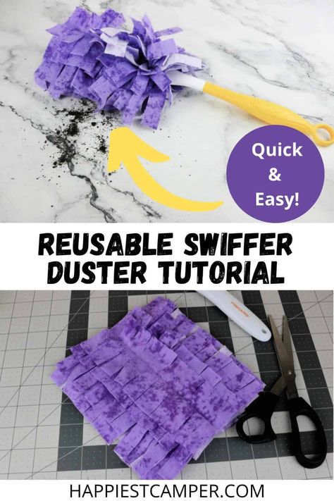 Sew to save money with this Reusable Swiffer Duster Tutorial! I never dust very regularly and it is because I am always out of those disposable duster cloths. I decided to make my own and they turned out great. I made a few so that I always have one ready when the others are in the laundry. Simple to make and so useful. Sewing for beginners. Home sewing projects. Reusable Swiffer Duster Tutorial Diy Swiffer 360 Duster, Homemade Swiffer Duster, Reusable Swiffer Duster Pattern, Swifter Duster Diy, Swiffer Duster Diy, Diy Swifter Pads, Diy Swiffer Duster Pads, Diy Swiffer Pads, Swiffer Duster Pattern