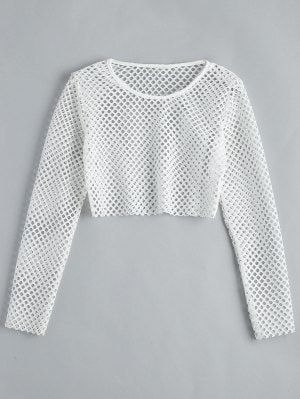 White Fishnet Top, Fishnet Long Sleeve Top, Fishnet Long Sleeve, Fishnet Shirt, Fishnet Crop Tops, White Fishnets, Tee Shirts For Women, Pokemon Clothes, Sheer Mesh Top