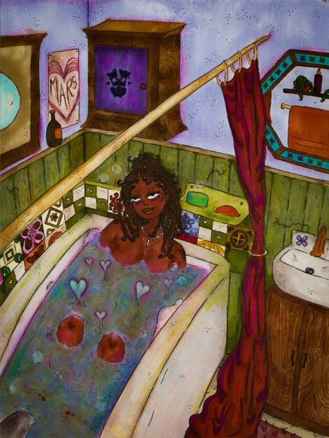 Ameena Core, Lightbulb Moment, Loving Myself, Folk Illustration, Vibes Art, Spiritual Artwork, Character Cartoon, Black Art Painting, Afrocentric Art