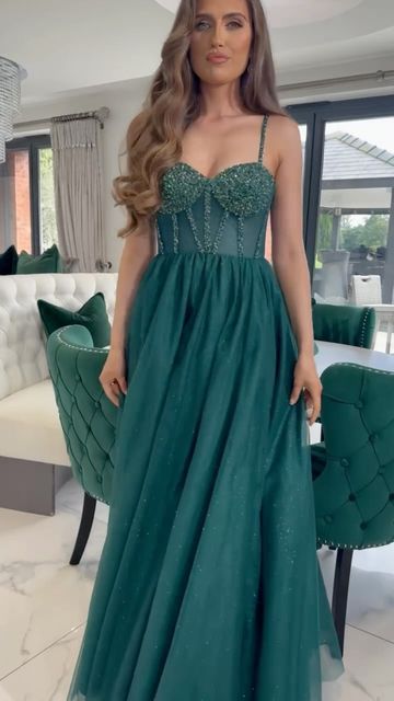 Corset Green Prom Dress, Dark Green Prom Dress Corset Top, Green Corset Dress Prom, Dark Green Corset Prom Dress, Green A-line Prom Dress, Dark Colored Prom Dresses, Green Flowy Prom Dress, Forest Green Dress Prom, Dark Green Corset Dress