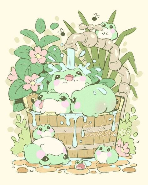 Cartoon Frogs, Piskel Art, Frog Wallpaper, Frog Drawing, Images Kawaii, Cute Kawaii Animals, Little Drawings, Frog Art, Cute Animal Drawings Kawaii