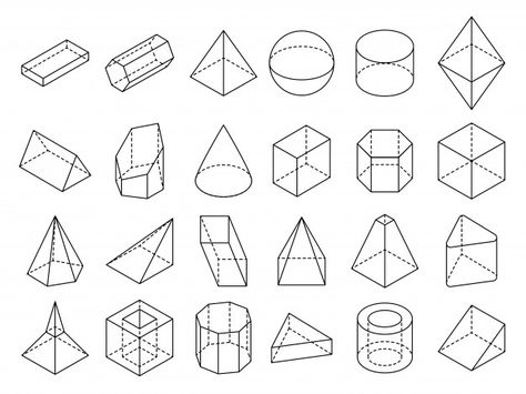 Abstract isometric 3d geometric outline ... | Premium Vector #Freepik #vector #abstract #geometric #line #box Practice Drawing Shapes, Geometric Outline, Isometric Shapes, Outline Shapes, Geometric Shapes Drawing, 3d Geometric Shapes, Shapes Vector, Isometric Drawing, Perspective Drawing Lessons