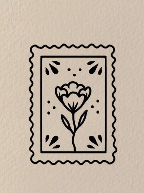 Post Stamp Tattoo Aesthetic, Cute Stamp Ideas, Traditional Stamp Tattoo, Stamp Drawing Ideas, Traditional Small Tattoo, Folk Tattoo Indie, Doodle Outlines, Quarter Size Tattoos, Simple American Traditional Tattoo