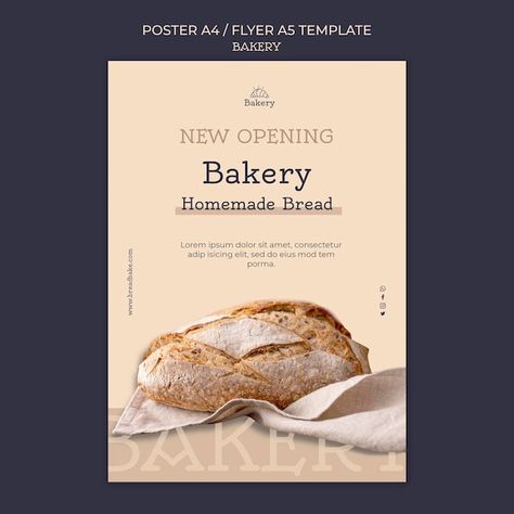 Bakery Poster Design, Bakery Poster, Pop Art Product, Home Bakery Business, Bread Shop, Food Template, Graphic Design Business Card, Flyer Design Layout, Business Poster