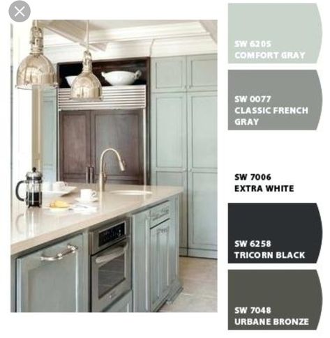 Comfort gray by Sherwin Williams. Cabinet color! Comfort Gray Sherwin Williams, Sherwin Williams Comfort Gray, Gray Sherwin Williams, Comfort Grey, Blue Kitchen Cabinets, Comfort Gray, Gray Kitchen, Favorite Paint Colors, Sherwin Williams Paint Colors