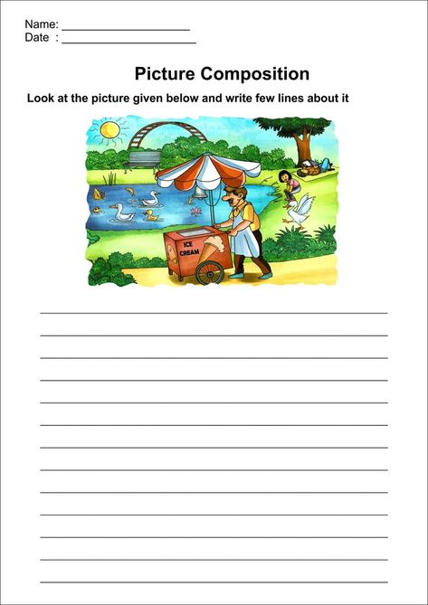 English Conversation Worksheets, Picture Story Writing, Creative Writing Topics, Creative Writing Worksheets, Writing Comprehension, Picture Comprehension, Composition Writing, Reading Comprehension For Kids, Reading Comprehension Kindergarten