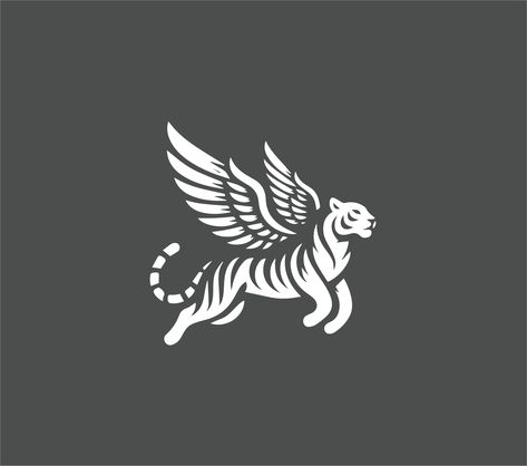 Flying Winged Tiger Logo by Aria Muhammad | Logo Designer Tiger Wings, Tiger With Wings, Flying Tiger, Flying Wing, Tiger Logo, Wings Logo, Design Minimal, Logo Creation, Minimal Logo