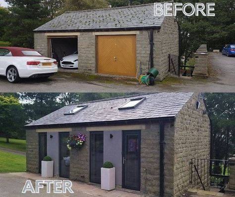 Double Garage Conversion Ideas, Double Garage Conversion, Garage Summer House Conversion, Converted Garage Ideas, Granny Annexe Ideas Uk, Annexe Ideas Garage Conversions, Garage Conversion Bedroom Ensuite, Double Garage Conversion Granny Flat, Double Garage Annexe Conversion