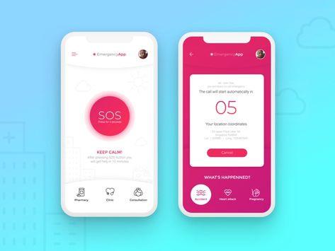 Emergency Call App by saponya on Dribbble Moodboard App, Safety App, Learn Ux Design, App Dashboard, Ux Design Mobile, Walk Safe, Iphone Secrets, Ux Kits, Medical App