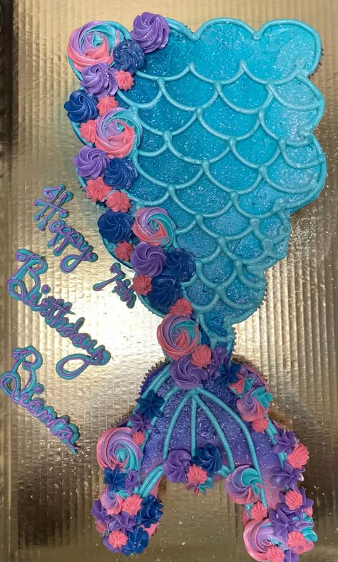 Mermaid Tail Pull Apart Cupcakes, Mermaid Tail Cupcake Cake, Mermaid Tail Template, Mermaid Birthday Cake Ideas, Mermaid Cupcake Cake, Mermaid Sheets, Cupcake Template, Pull Apart Cupcake, Mermaid Birthday Cake