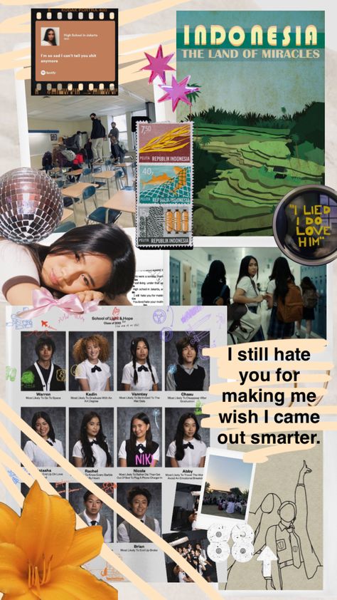 high school in Jakarta - niki, 88rising Niki Highschool In Jakarta Yearbook, Niki 88rising, High School In Jakarta Niki, Niki Zefanya Songs, Seoul Foreign High School, Tokyo High School, High School In Jakarta, Creative Instagram Stories, Yearbook