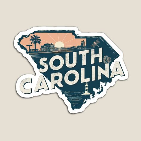 South Carolina by Juka14 | Redbubble Journal Inspo, Bullet Journal Inspo, Travel Design, State Map, Southern Charm, D Day, Retro Inspired, South Carolina, Bullet Journal