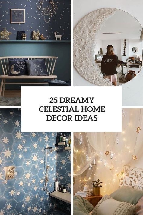 Celestial Living Room Ideas, Celestial Hallway, Constellation Room Ideas, Celestial Mural Bedroom, Celestial Mirror, Astrology Living Room, Celestial Reading Nook, Alchemy Decor Interior Design, Fantasy Inspired Home Decor