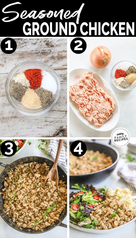 This homemade ground chicken seasoning is perfect for seasoning chicken for meal prep or to batch cook chicken that you can use to make meals all week. It is the perfect savory blend of flavors to make ground chicken taste amazing! You can make it with just a few ingredients from your spice cabinet and it will keep for up to a year! So make a big batch and keep it on hand so that you will have this easy seasoning mix on hand any time you need it. Ground Chicken Seasoning Recipes, Seasoned Ground Chicken, How To Season Ground Chicken, Ground Chicken Seasoning, Ground Chicken Meal Prep, Easy Chicken Seasoning, Homemade Ground Chicken, Health Soup Recipes, Chicken For Meal Prep