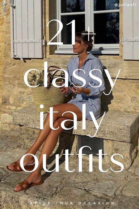 Planning Italian summer outfits for your upcoming vacation? We’re sharing 21+ chic Italy outfits for summer and spring and Europe summer outfit ideas- the perfect Europe travel wardrobe. Whether you’re looking for outfits for South of France, Amalfi coast, Milan, Rome, or Positano, we have the perfect Italy outfits and spring summer fashion for your Europe travel wardrobe. Spring travel outfits Summer In Italy Outfits 2023, Italian Chic Fashion, Italy Women Fashion, European Summer Outfits Curvy, European Travel Outfit Summer, Clothes For Italy Summer, Europe Spring Travel Outfits 2024, Italy Outfits Summer 2024, What To Wear In Italy In Summer