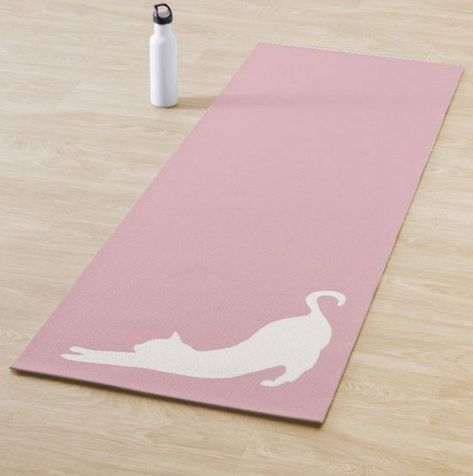 Work Out Mat, Stretching Cat, Personalized Yoga Mat, Custom Yoga Mat, Yoga Aesthetic, Yoga Lover Gift, Yoga Mats Design, Pink Workout, Mat Pilates