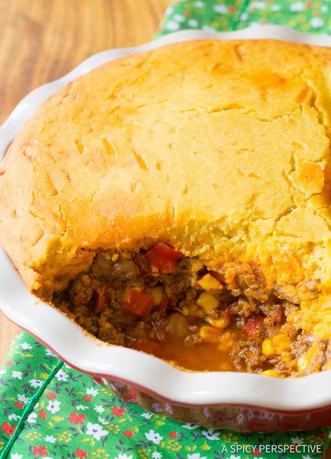 Perfect Tamale Pie Recipe - Rich zesty beef filling topped with fluffy corn flour (masa) top. This tamale pie is much easier thatn making authentic tamales, Things To Make With Masa, Gluten Free Tamale Pie, Chicken Tamale Pie With Masa, Masa For Tamales Recipes, Tamales Casserole Recipe With Masa, Tamale Pie With Masa, Authentic Tamales, Masa Recipes, Tamale Pie Recipe