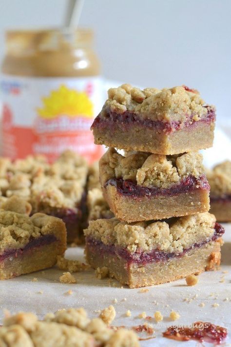 Easy Sunbutter and Jelly Bars Recipe ~ two sugar bugs Easy Bar Cookie Recipes, Sunbutter Recipes, Sunbutter Cookies, Nut Free Desserts, Jelly Bars, Easy Bar, Nut Allergy, Lunchbox Treats, Nut Free Recipes