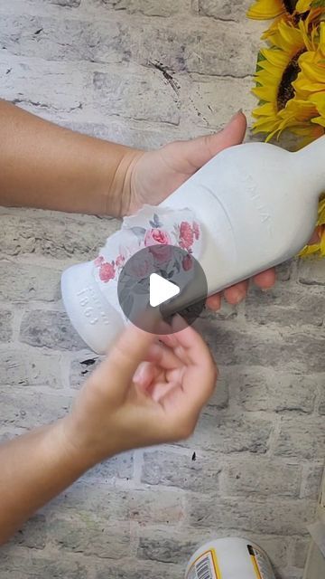 IuliaNa - Love Shabby Chic on Instagram: "Hello lovelies, 
Here is the 1st part of the tutorial for upcycling this bottle using @ab.s.t.u.d.i.o paper, moulds and @pentartofficial products.  #decoupage #upcycledhomedecor #upcycledideas #upcycledbottle #decoupagetutorial #LoveShabbyChic" Decoupage Wine Bottles, Milk Bottle Craft, Milk Bottle Diy, Decoupage Bottles, Decoupage Tutorial, Decoupage Glass, Glass Milk Bottles, Upcycled Home Decor, October 2