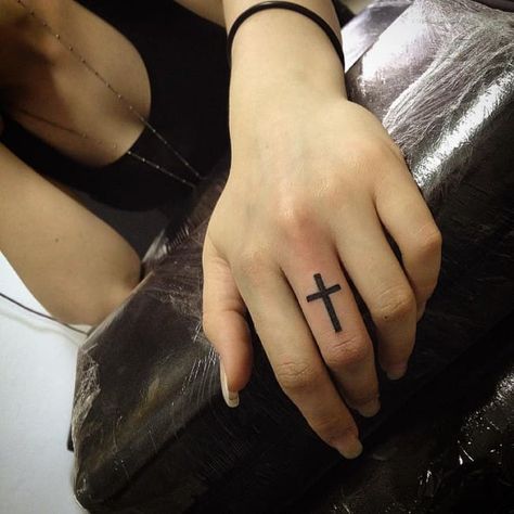 Cross Finger Tattoos For Women, Jesus Cross Tattoo Design, Finger Cross Tattoo, Small Cross Tattoos For Women, Finger Tattoo Meaning, Cross Finger Tattoo, Middle Finger Tattoo, Cross Finger Tattoos, Crucifix Tattoo