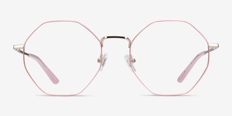 Pink Glasses Frames, Glasses Frames For Girl, Gold Frame Glasses, Unique Glasses Frames, Pretty Glasses, Rose Gold Glasses, Classy Glasses, Eyeglasses Fashion, Specs Frame