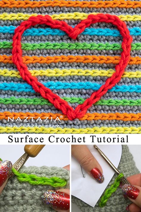 How to Surface Crochet by Donna Wolfe from #naztazia #naztaziacrochet #crochet #crocheting #ganchillo #tejido #crochetpattern #crochetpatterns #crochetblanket #crochetblankets #babyblanket #surfacecrochet #crochetedging #crochetborder #crochetborders #crochetedgings #crochetcrafts #diycrafts #diygifts #crochetvideos #howtocrochet #learntocrochet #crochetforbeginners #crochetflower #embroidery #embellishments #beginnercrochet #heart #hearts #crochetheart #crochethearts #valentinesday #valentines Crochet Embroidery Letters, Surface Slip Stitch Crochet Letters, How To Crochet Words, Surface Slip Stitch Crochet, How To Surface Crochet Letters, Nastazia Crochet, How To Embroider Crochet, Crochet Surface Stitch, Embroidering On Crochet