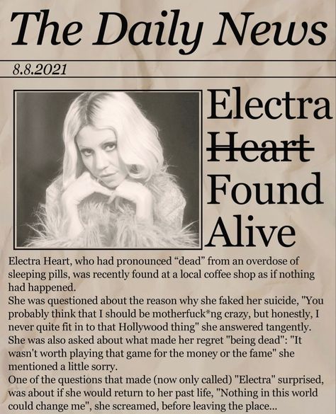 Marina And The Diamonds Electra Heart, Diamonds Lyrics, Newspaper Aesthetic, Electra Heart, Marina Diamandis, Aesthetic Core, Heart Poster, Music Recommendations, Marina And The Diamonds