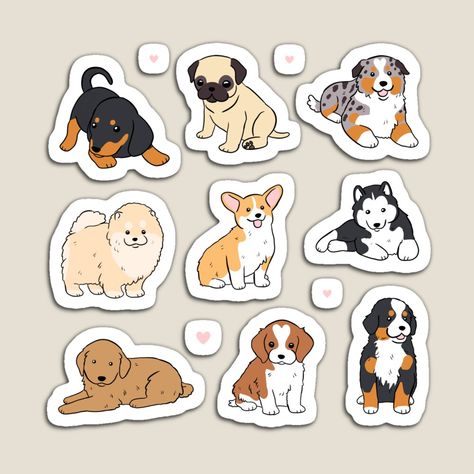 Cute Dog Stickers, Dogs Stickers, Puppy Stickers, Cute Dog Drawing, Kitten Stickers, Preppy Stickers, Korean Stickers, Cute Laptop Stickers, Anime Drawing Books