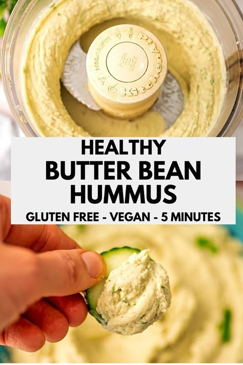 Butter bean hummus (lima bean hummus) is quick, easy and so smooth and creamy. This healthy white bean hummus is great for dipping veggies, chips, crackers or pita in. This recipe is vegan, gluten free and dairy free. Hummus Bites, White Bean Hummus Recipe, Lima Bean Recipes, Gluten Free Hummus, White Bean Hummus, White Bean Recipes, Bean Hummus, Hummus Recipe Homemade, Bean Dip Recipes