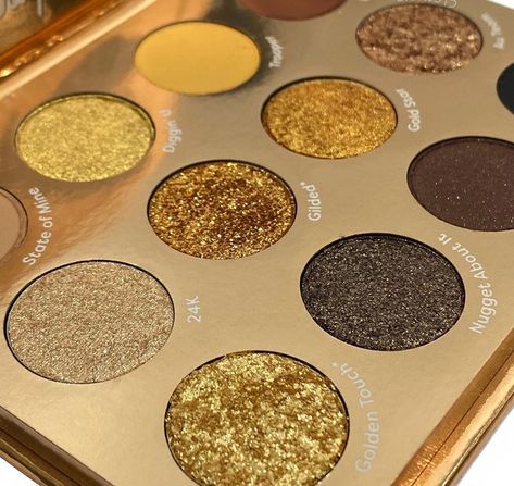 Good as Gold Palette - Colourpop. Colourpop Good As Gold, Gold Makeup Aesthetic Products, Gold Makeup Palette, Eyeshadows Ideas, Gold Colour Palette, Warm Makeup, Virgo Rising, Golden Eyeshadow, Gold Eyeshadow Palette