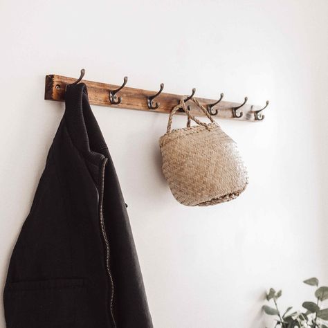 Rustic coat rack, coming soon! Coat Rack Wall Entryway, Wall Entryway, Peg Rail, Mail And Key Holder, Vinyl Record Display, Beer Storage, Coat Pegs, Diy Coat, Vintage Coat Rack