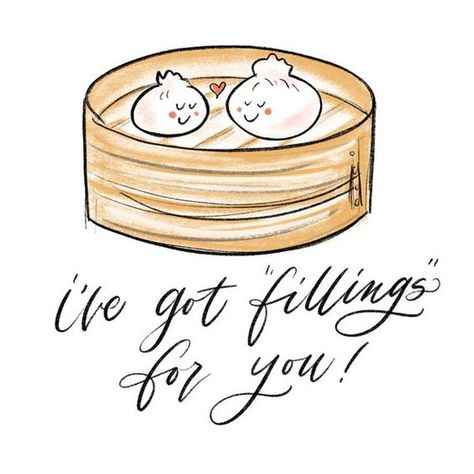 Dim Sum Dumplings, Cheesy Puns, Valentine Love Cards, Food Pun, Love Puns, Food Memes, Cute Puns, Pun Card, Lettering Calligraphy