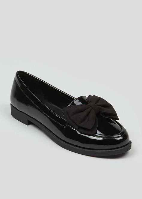 Black Patent Bow Loafers – Black – Matalan Corporate Shoes Women, Corporate Shoes, Law Outfits, Espadrilles Sandals, Online Clothes Shopping, Patent Loafers, Women's Flat Shoes, Loafer Shoes Women, Clothes Shopping